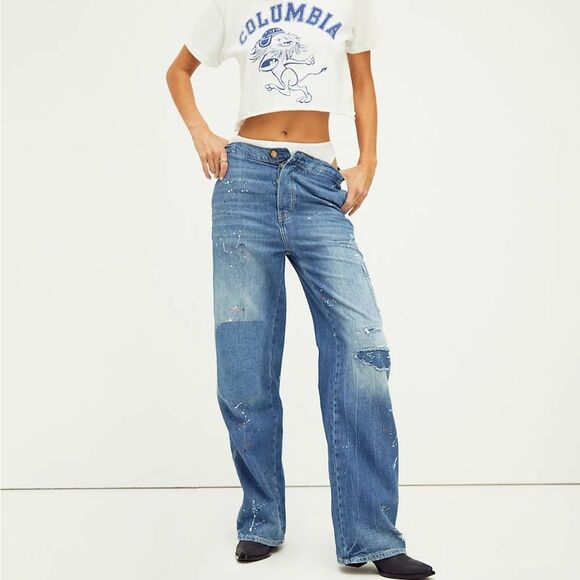 Free People Dustbowl Wide Leg Jeans Miners Blue NWT 32 - Picture 1 of 5